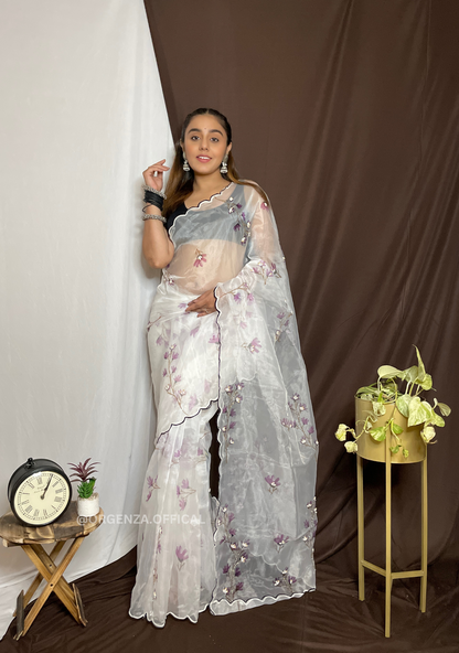 Organza Saree With Khatli Work - Orgenza Store