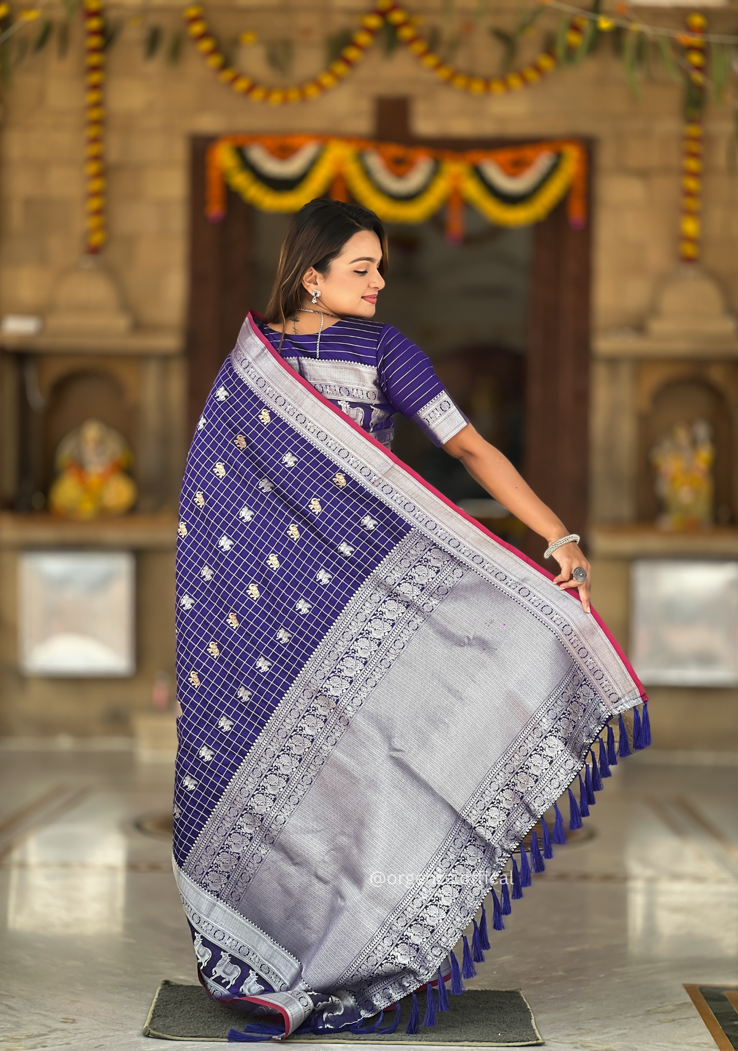 Blue Colour Silk Saree With Gold And Silver Zari - Orgenza Store
