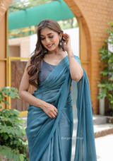 Plain Rama Colour Jimmy Choo Saree