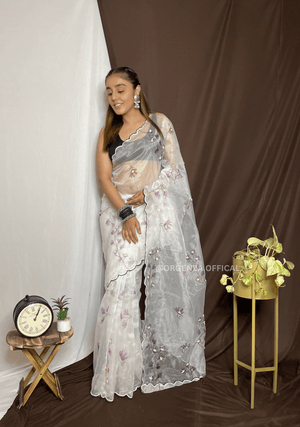 Organza Saree With Khatli Work - Orgenza Store - digisoch