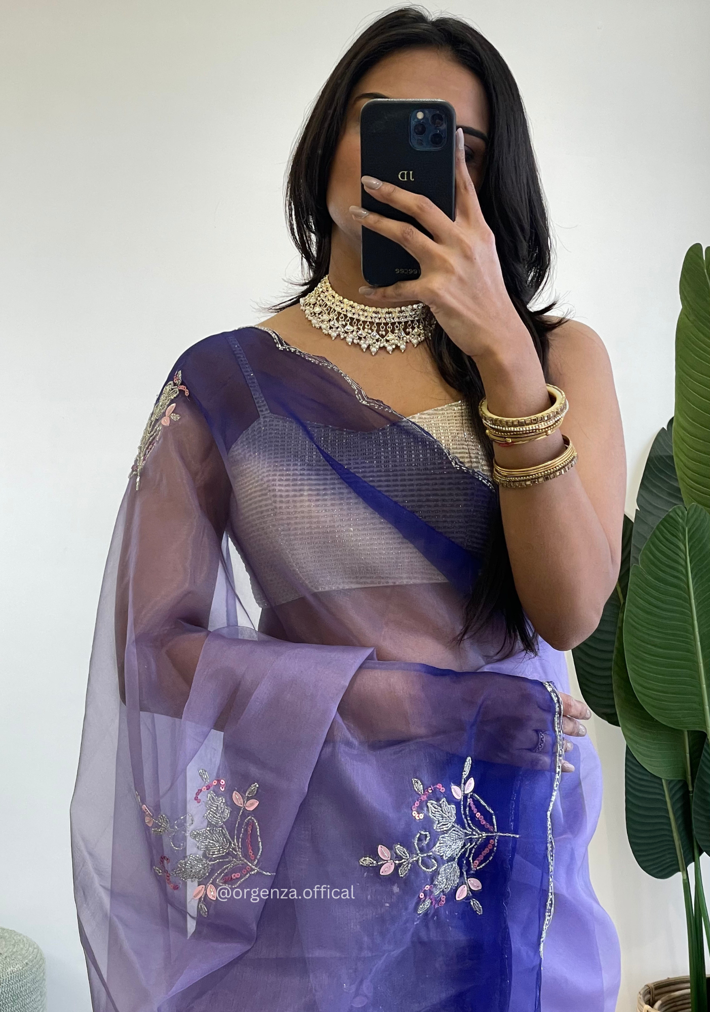 Lilac Purple Colour Organza Silk Saree With Sequence Khatli - Orgenza Store