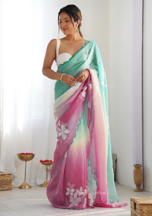 Rama Bit Gold Crush Silk Saree