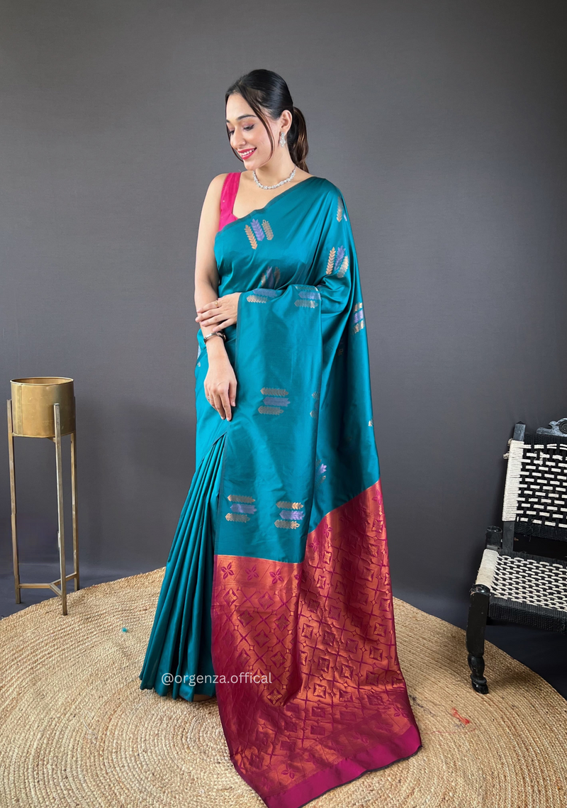 C-Green Colour Silk Saree With Zari Weaving