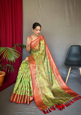 Tissue Silk Saree With Jaal Zari Weaving