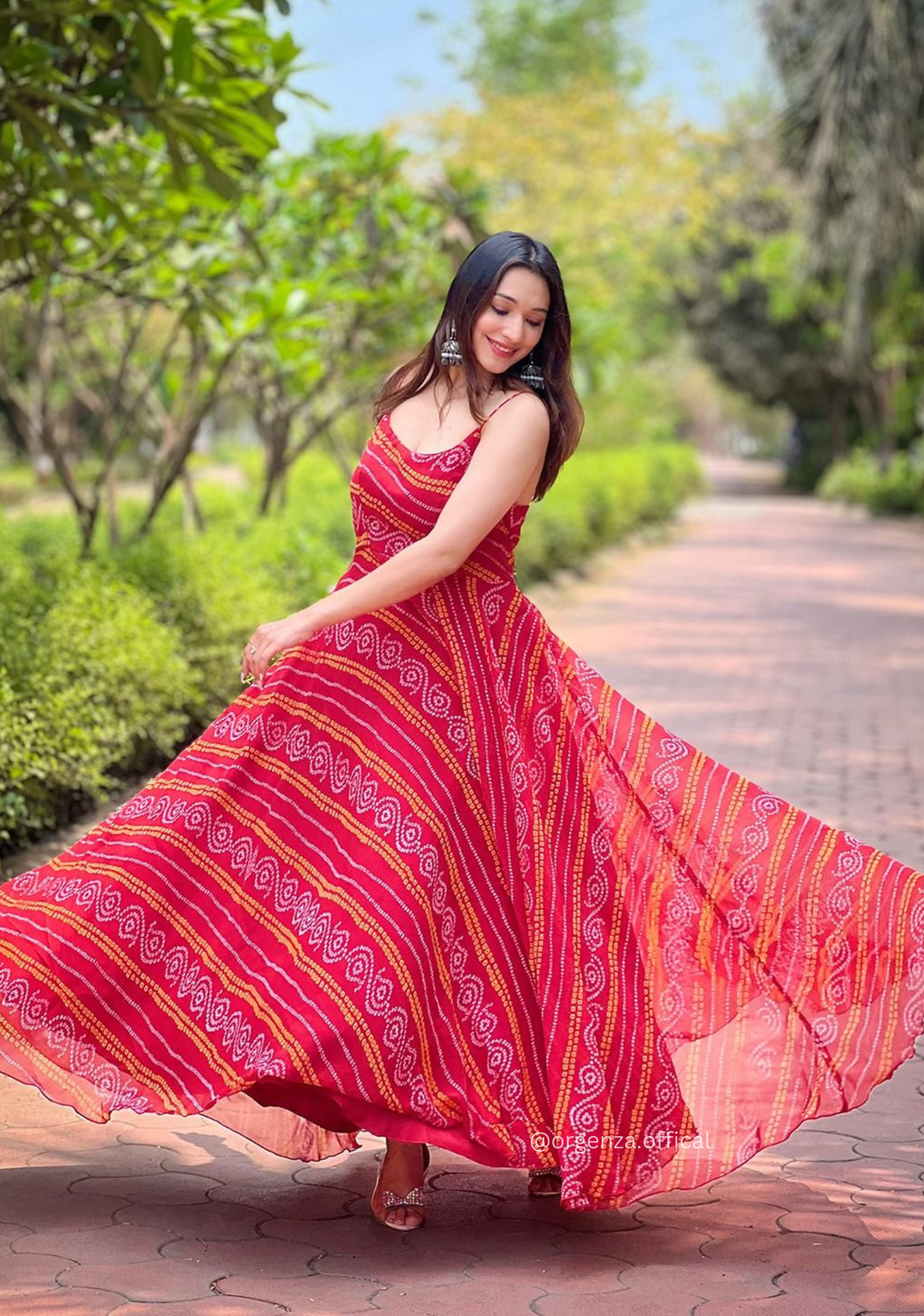 Georgette Bandhej Print Gown - Orgenza Store