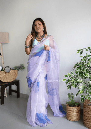 Organza Saree With Khatli Work - Orgenza Store - digisoch
