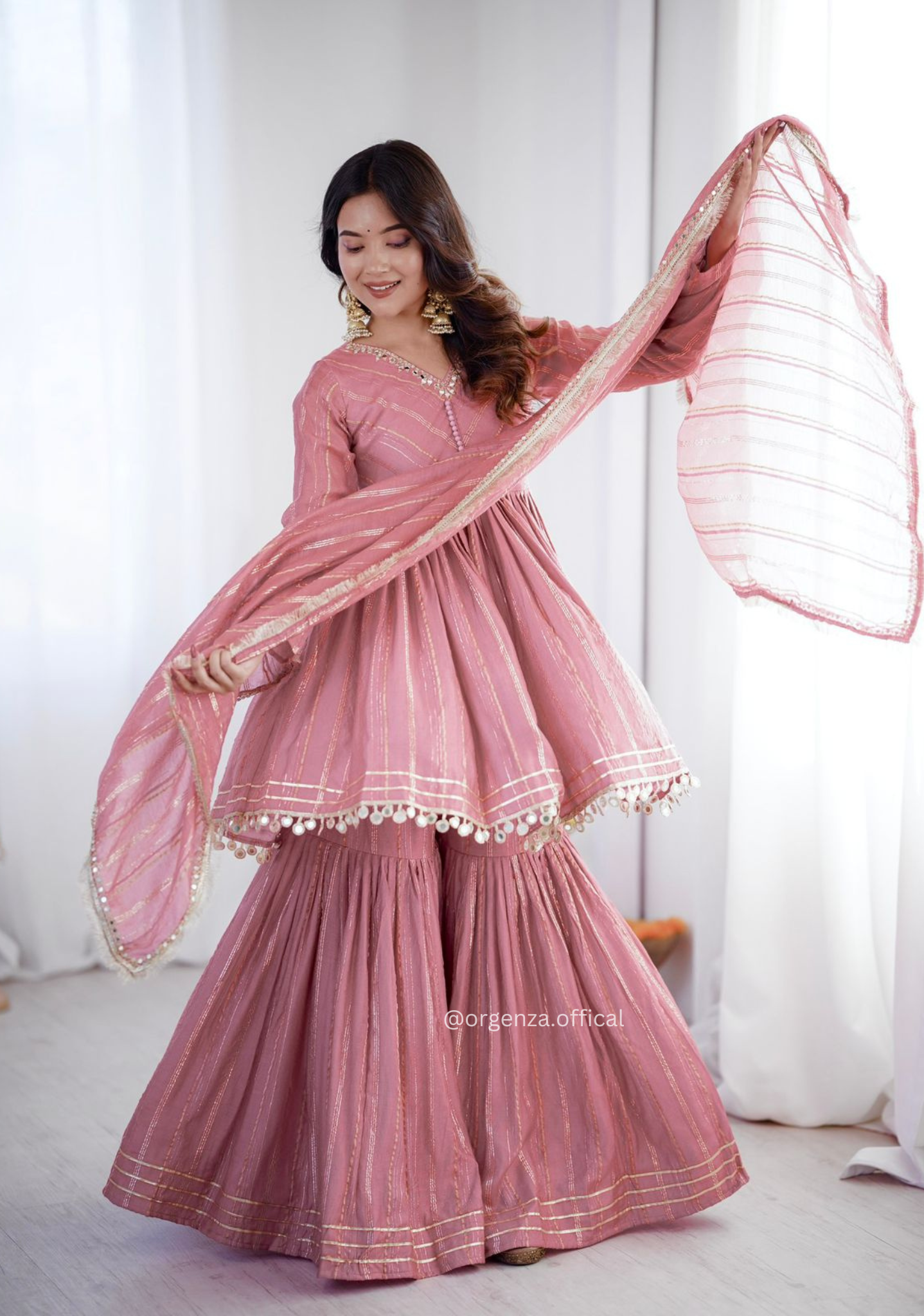 Mal Chanderi Mirror Work Sharara Set for Women