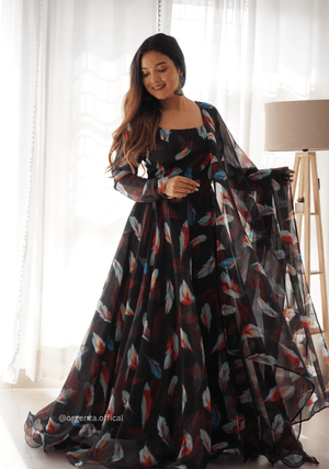 Pure Tabby Silk Organza Silk Anarkali Gown - Orgenza Store - digisoch