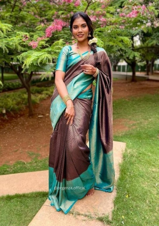 Lichi Silk Saree With Jacquard Zari Work