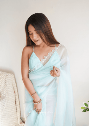 Sky Organza With Jardoshi And Khatli Work - Orgenza Store - digisoch
