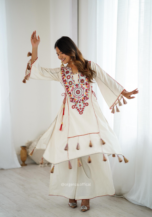 White Colour Premium Designer Co-ord Set