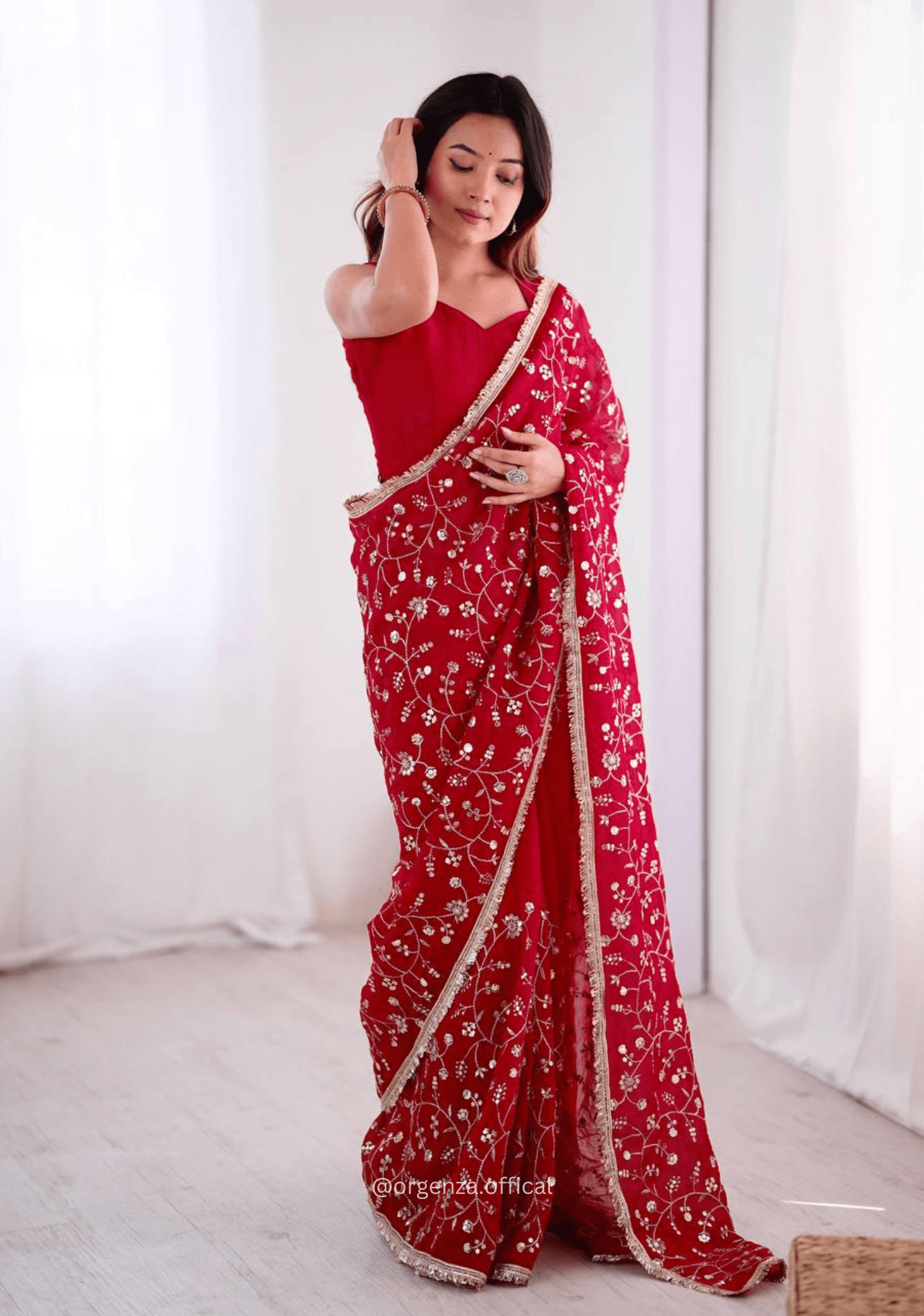 Dark Pink Colour Crunchy Silk Saree