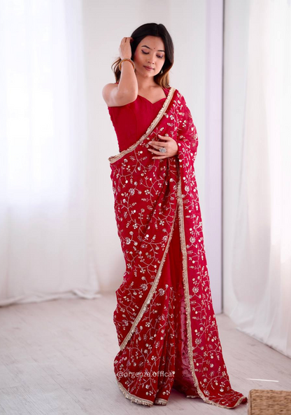 Dark Pink Colour Crunchy Silk Saree
