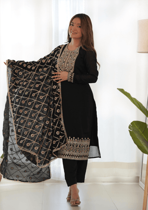 Vichitra Silk Fabric Straight Fit Kurta With Dupatta Set - Orgenza Store - digisoch