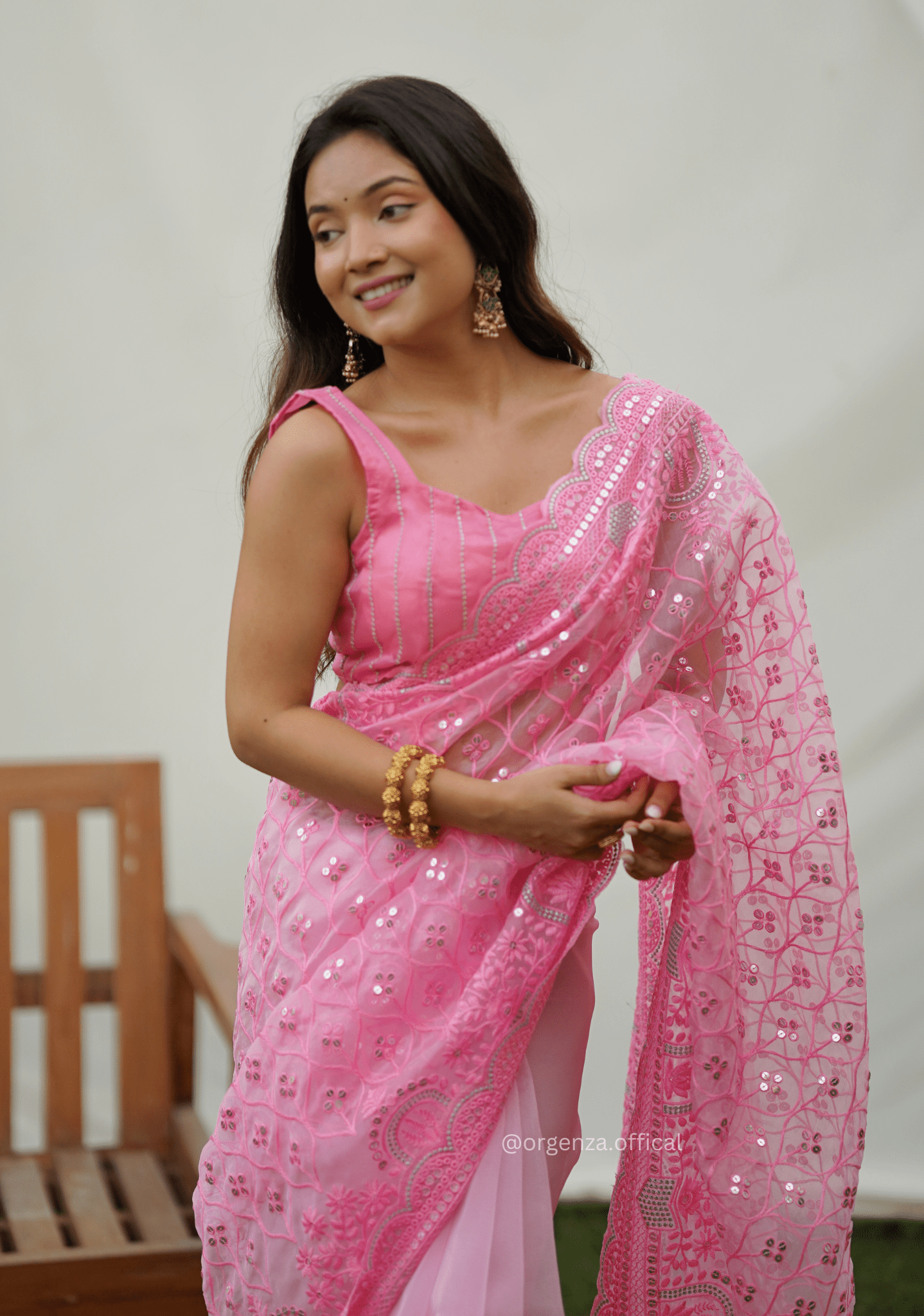 Organza Saree With Embroidery Work - Orgenza Store - digisoch