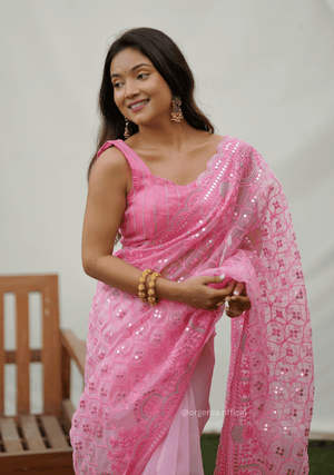 Organza Saree With Embroidery Work - Orgenza Store - digisoch