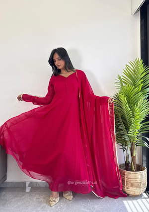 Pink Colour Pure Georgette Gown - Orgenza Store
