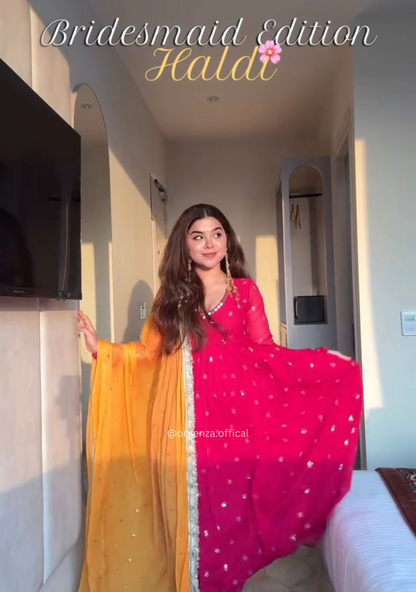 Designer Georgette Embroidered Gown with Pant & Dupatta Set