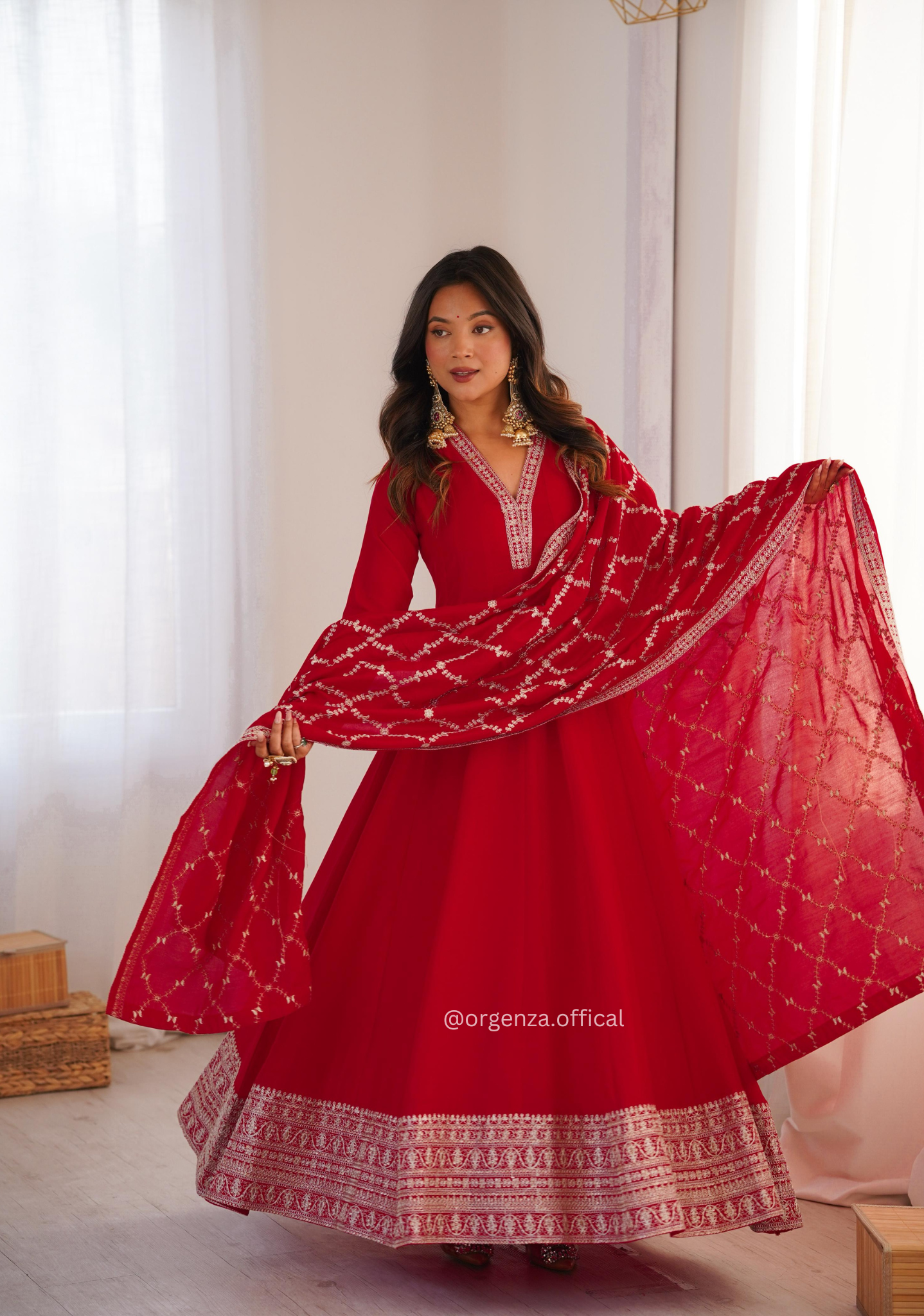 Wedding Wear Vichitra Silk Anarkali Gown with Heavy Embroidery Dupatta