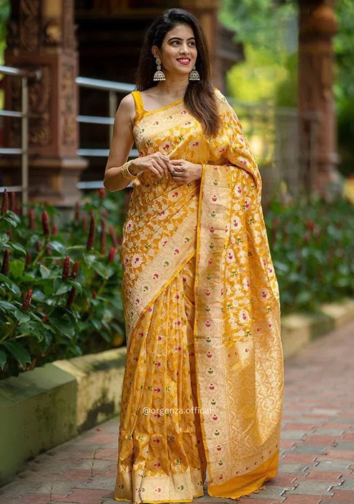 Yellow Banarasi Soft Silk Saree