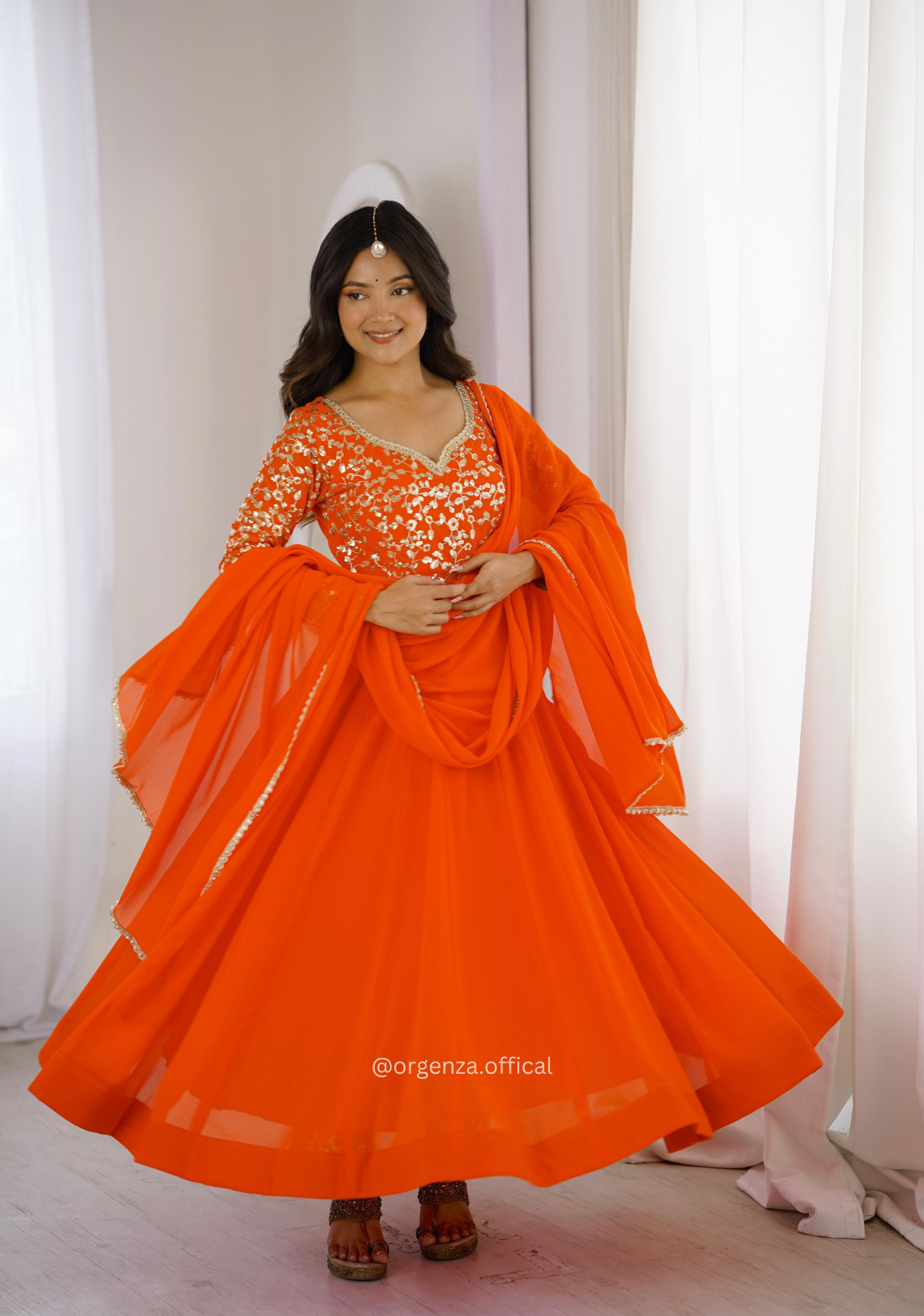 Georgette Sequence Embroidered Gown Set