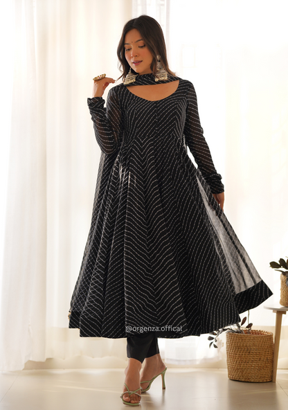 Georgette Silk Laheriya Print Anarkali - Orgenza Store
