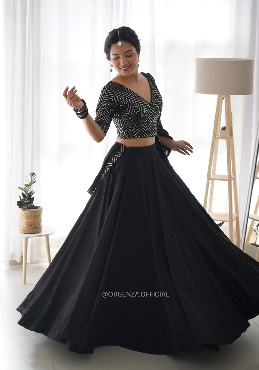 Black Fox Georgette Silk Lehenga Choli