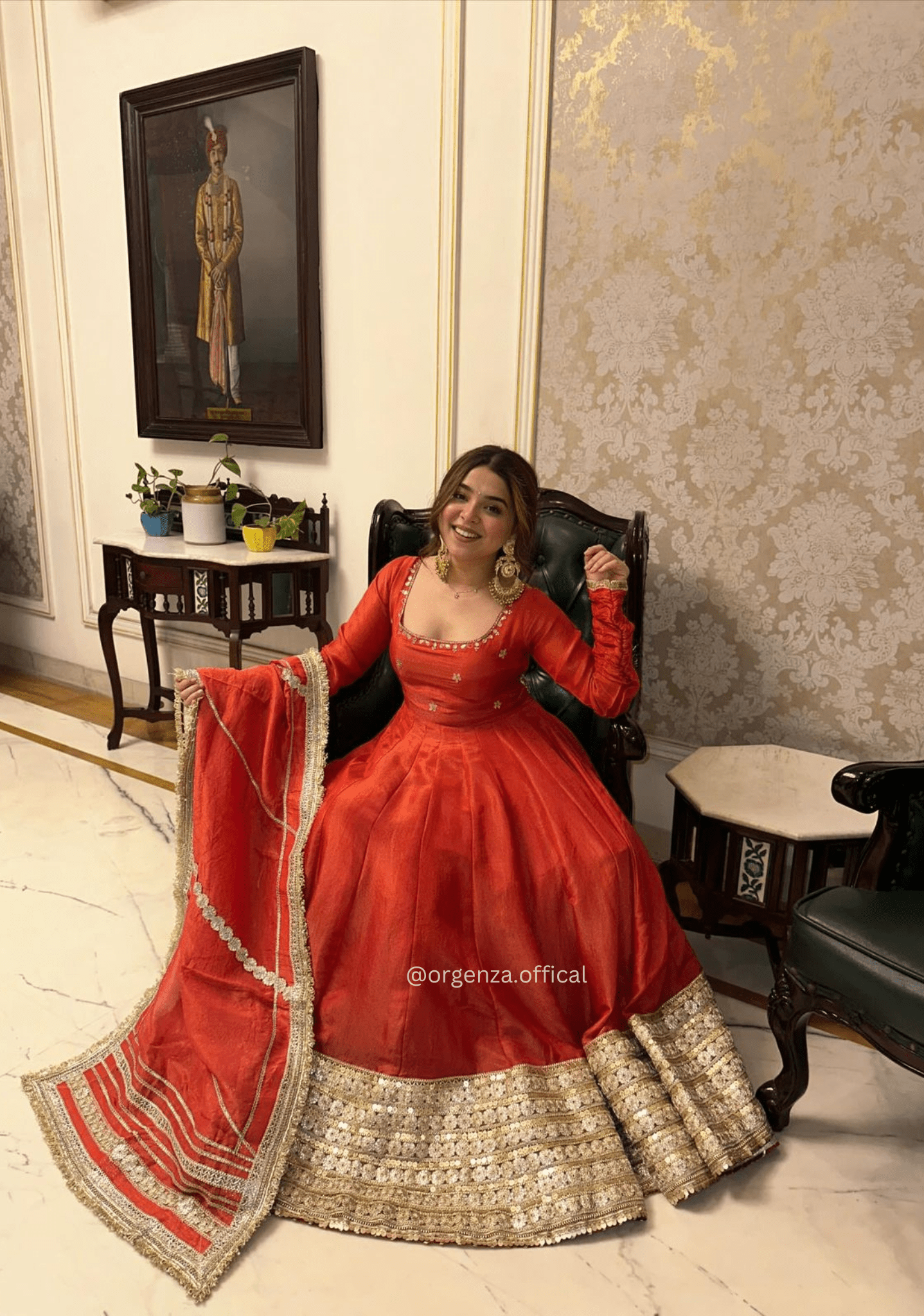 Chinon Silk Anarkali Suit with Sequins & Gotta Work | Designer Ethnic Wear for Women - Orgenza Store