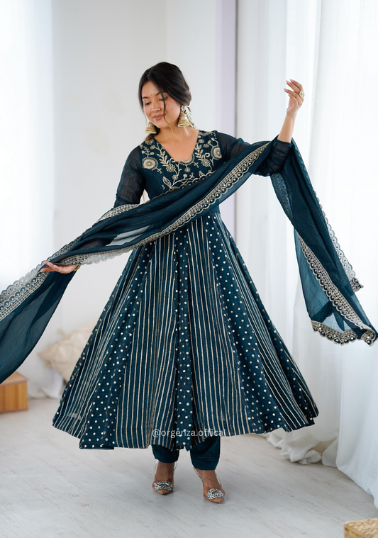 Morpitch Colour Crunchy Silk Anarkali Kurti