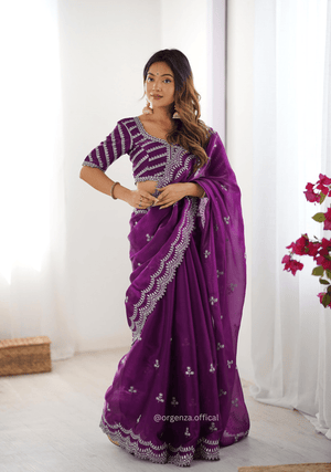 Soft jimmy Choo Silk Saree With Sequence Work - Orgenza Store - digisoch