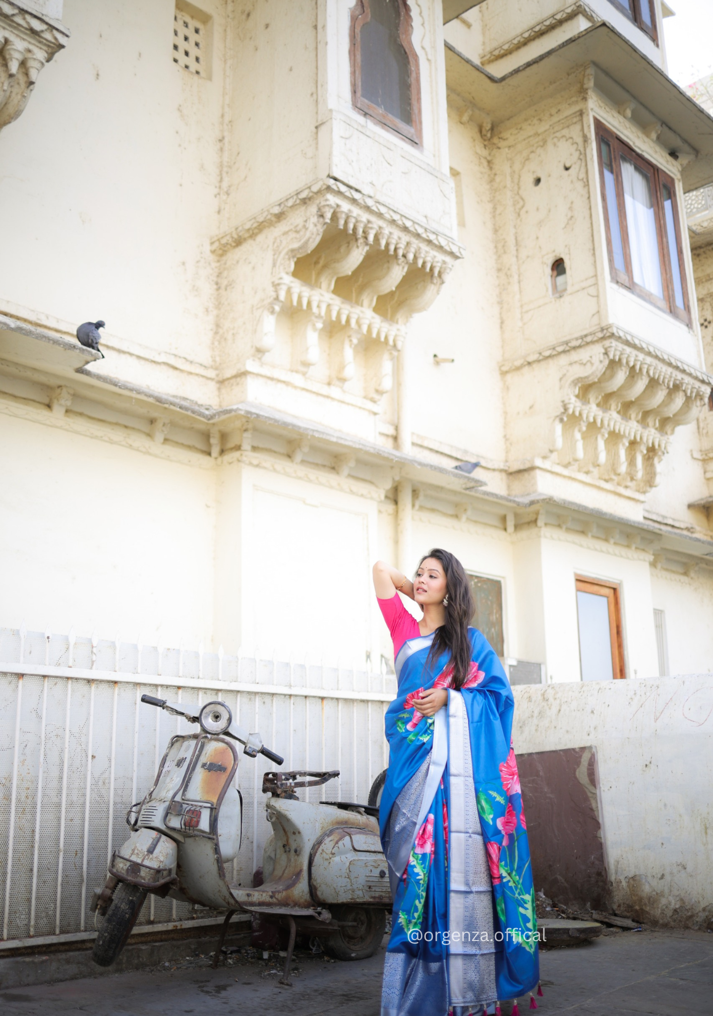 Tussur Satin Silk Saree With Triangle Print - Orgenza Store