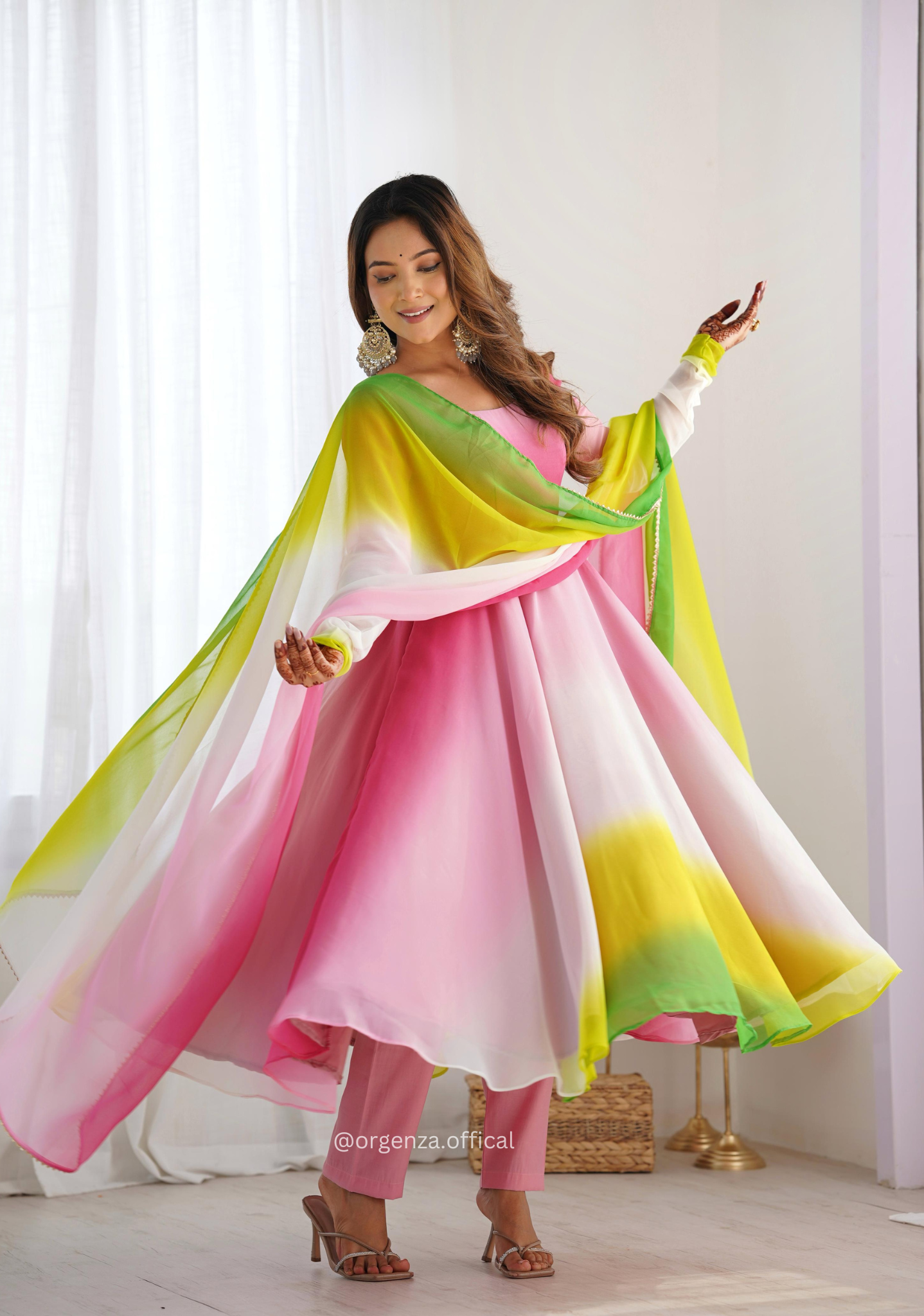 Georgette Plain Anarkali With Dupatta And Pant - Orgenza Store