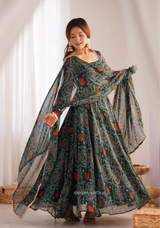 Pure Chiffon Bandhej Gown
