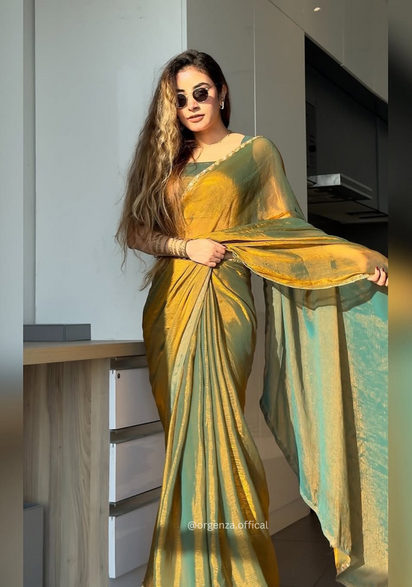 Two Ton Fancy Silk Saree With Readymade Blouse