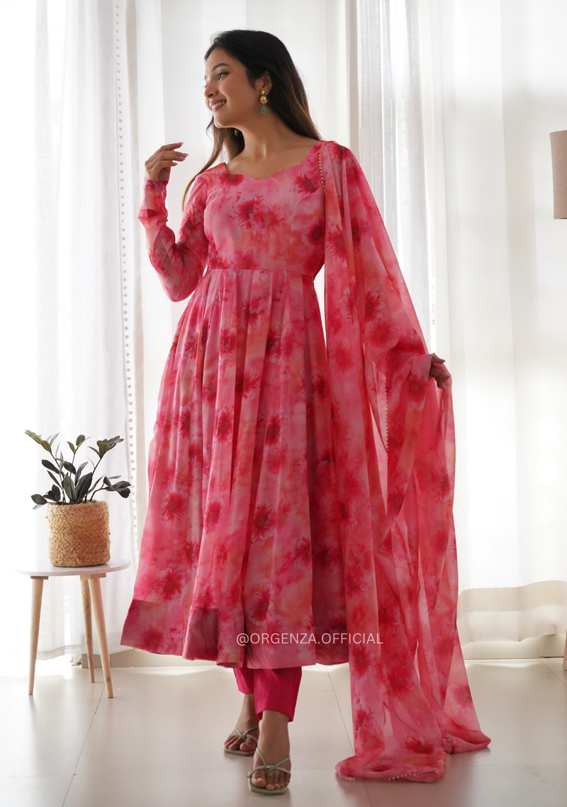 Pink 2025 anarkali kurti