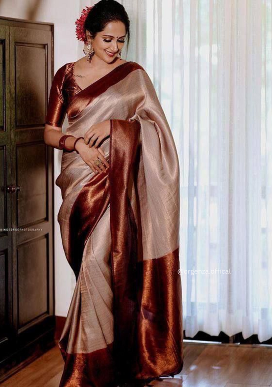 Lichi Silk Saree With Jacquard Zari Work