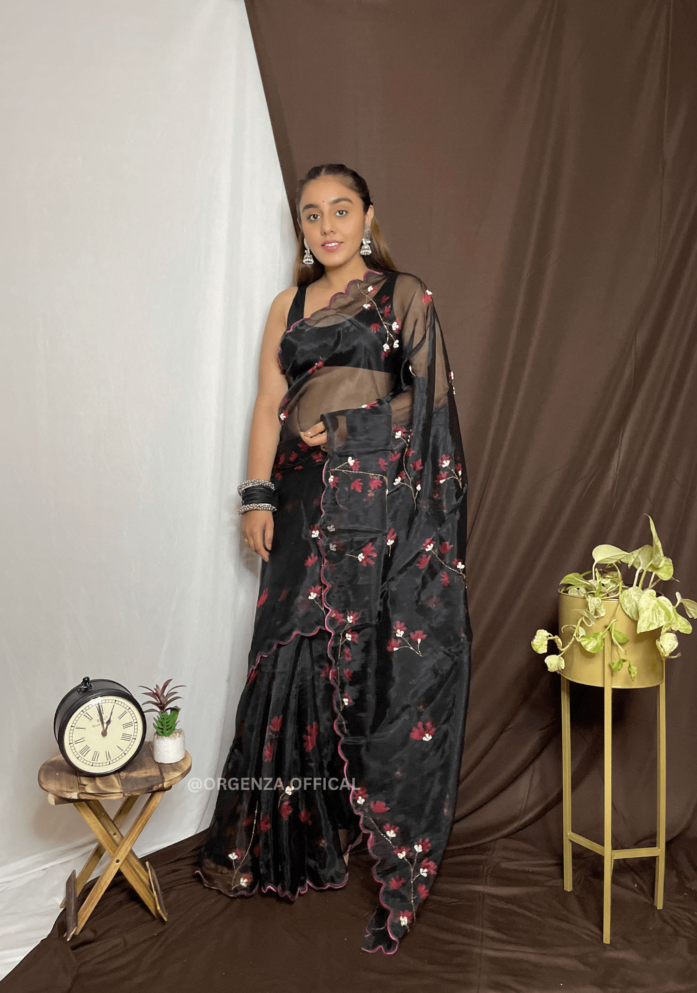 Organza Saree With Khatli Work - Orgenza Store - digisoch