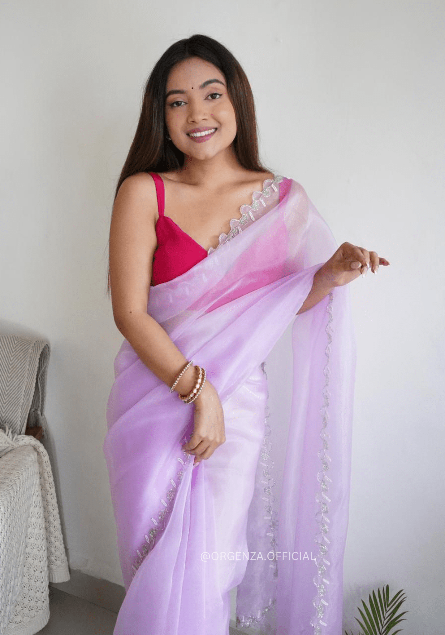Lavender Organza With Jardoshi And Khatli Work - Orgenza Store - digisoch
