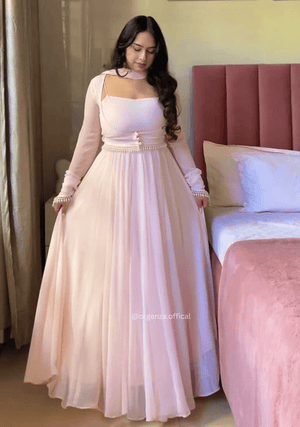 Maxi Anarkali Suit with Koti | Faux Georgette 5m Flair Designer Ethnic Wear for Women - Orgenza Store - digisoch