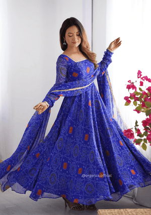 Pure Chiffon Bandhej Gown - Orgenza Store - digisoch