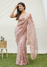 Soft Organza Saree With Sequence Work