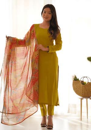 Viscose Fabric Straight Fit Kurta With Dupatta Set - Orgenza Store - digisoch