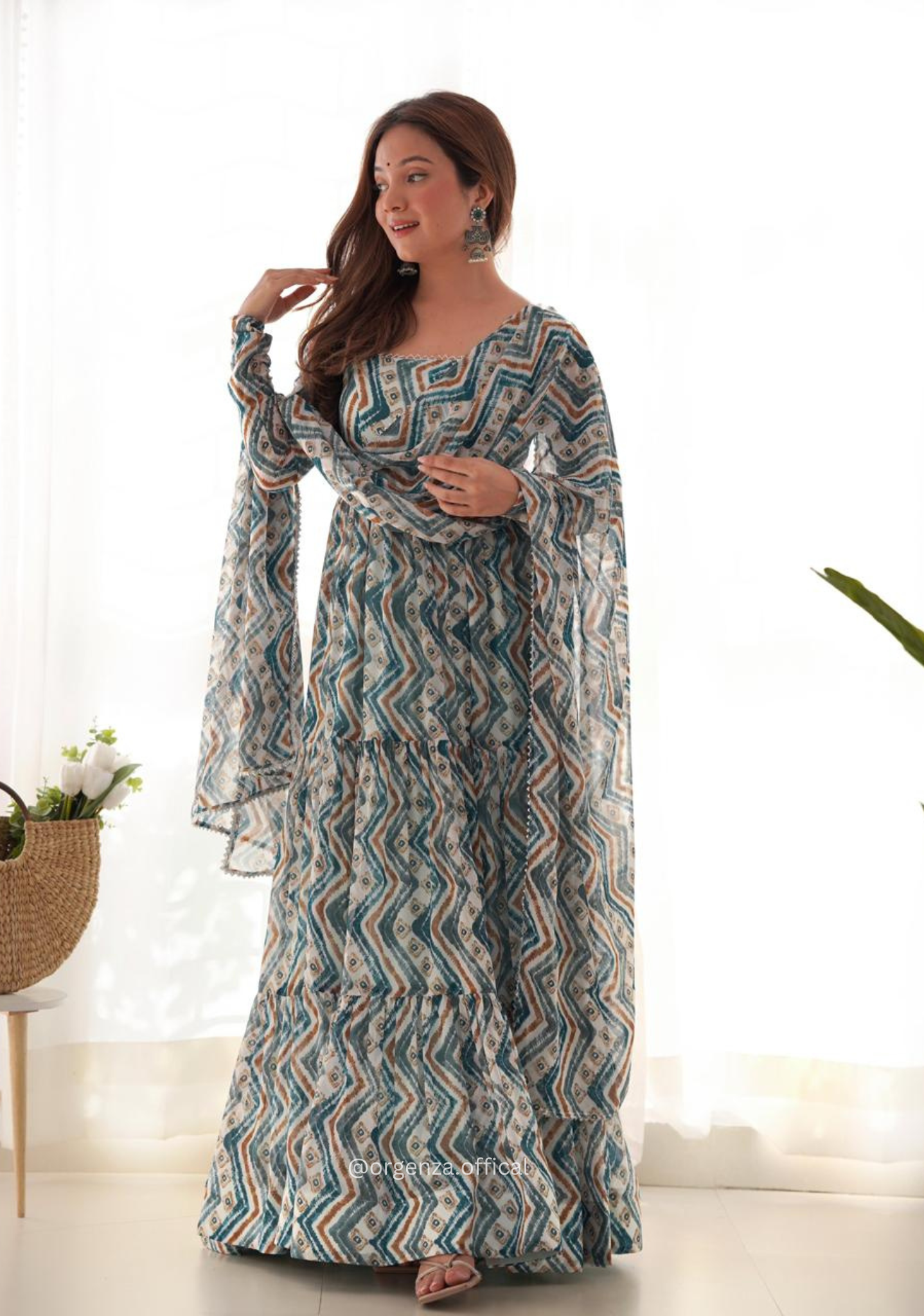 Pure Soft Georgette Ruffle Anarkali - Orgenza Store