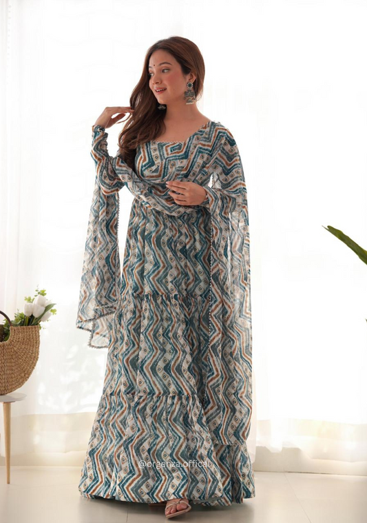 Pure Soft Georgette Ruffle Anarkali - Orgenza Store