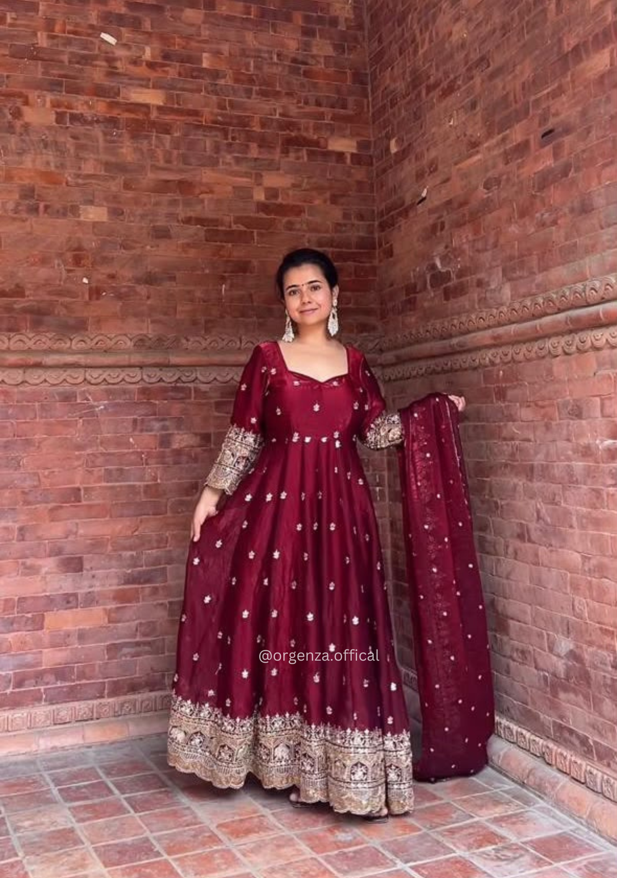 Maroon Fendy Silk 5mm Sequin Embroidered Anarkali Suit Set