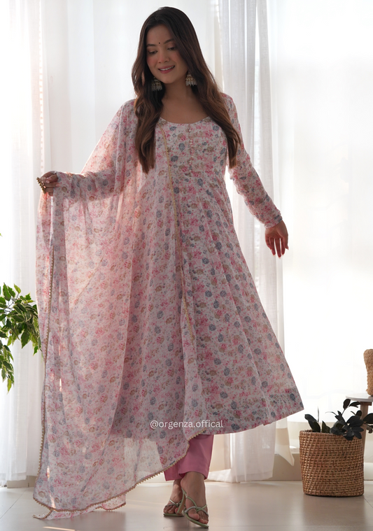 Pure Chiffon Floral Print Kurti Set - Orgenza Store