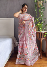Soft Khadi Silk Saree With Embroidery Work