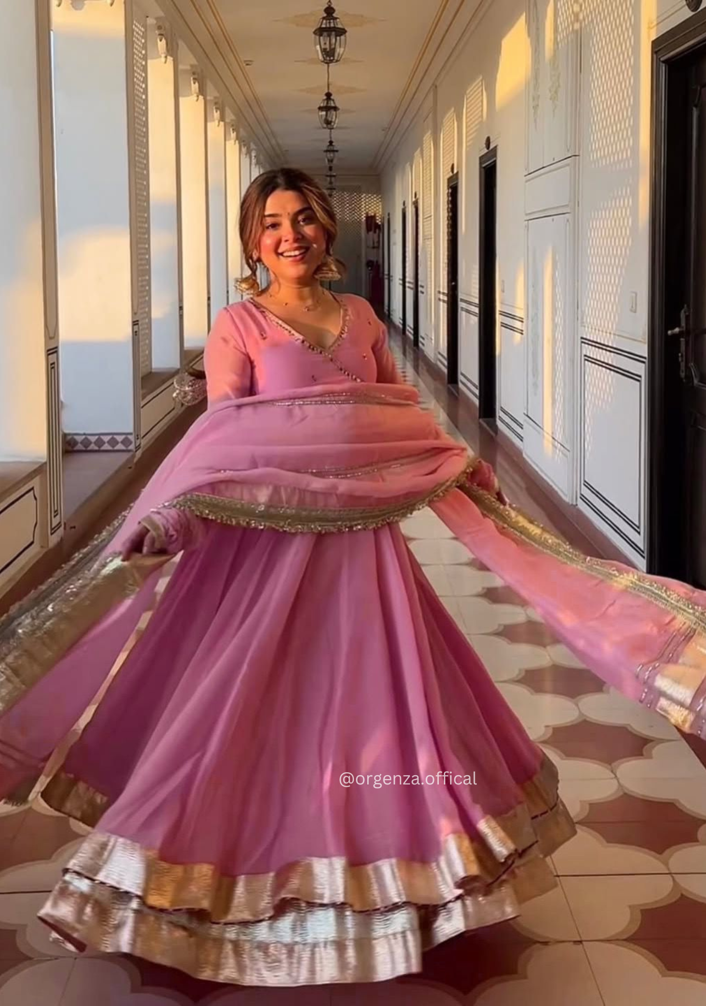 Designer Heavy Tabby Organza Anarkali Suit Set with Sequins Embroidery