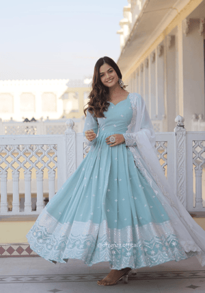 Faux Georgette Sequins Embroidery Gown - Orgenza Store - digisoch