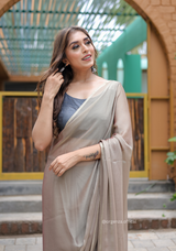 Plain Light Brown Colour Lining Sitara Georgette Saree